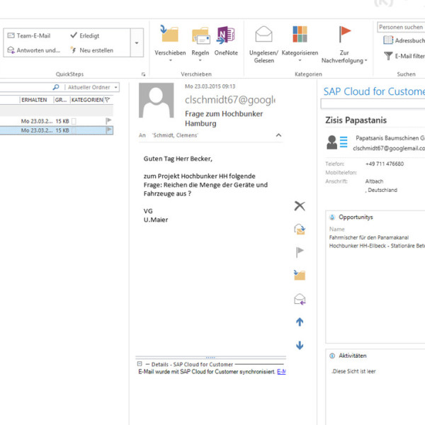 SAP Cloud for Sales - Outlookintegration